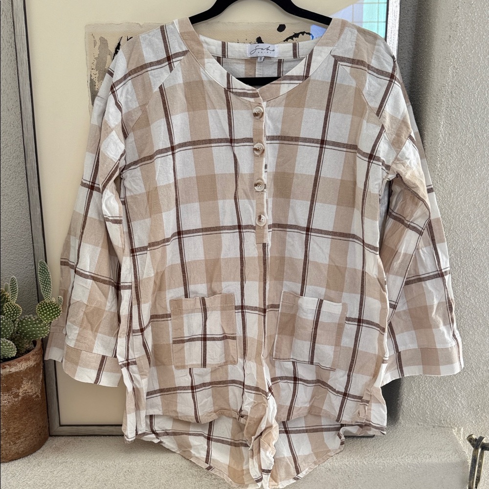 Sabo Skirt Beige and White Plaid Romper